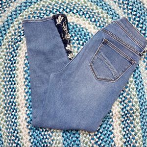 Driftwood Cropped Embroidered Flare Jeans